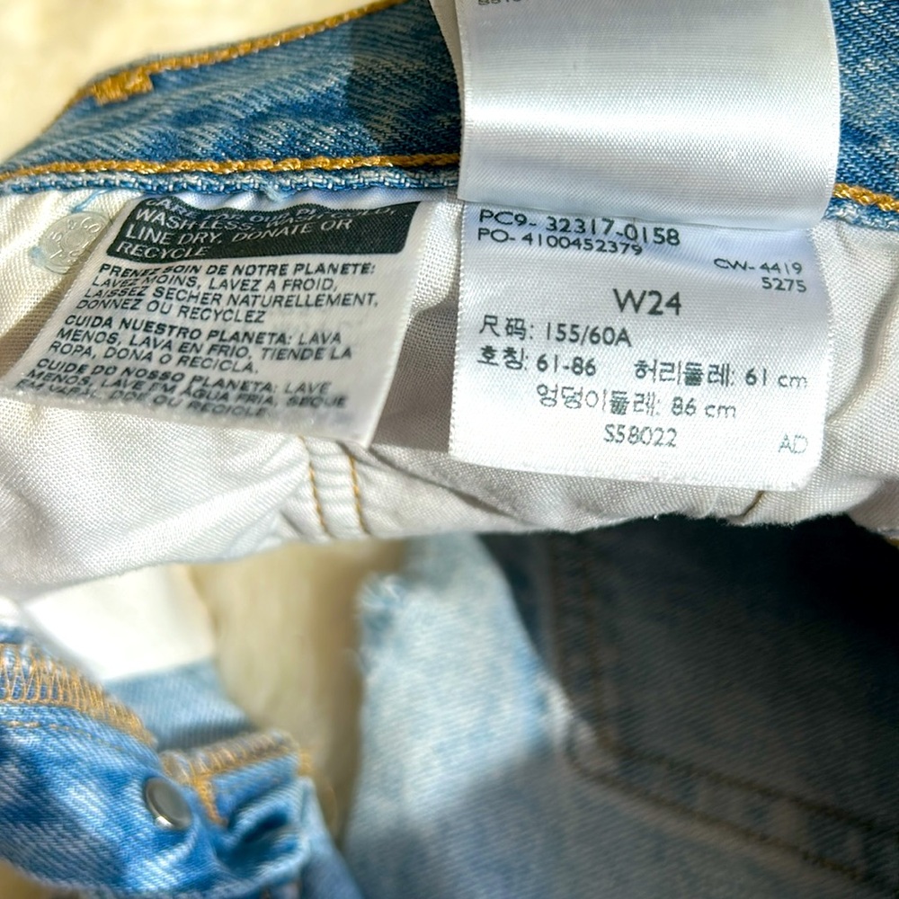 Levi's 501 Blue Jean Shorts Classic Distressed Cut-offs Size 24 Waist - Picture 4 of 8
